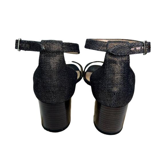 Manolo Blahnik Lauratomod Denim Ankle-Wrap Sandal in Metallic Wash Denim - Picture 9 of 9